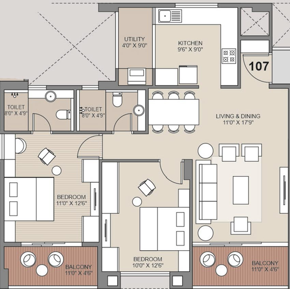 2 BHK Flat in Krrish Vida 56 in Gangapur Road, Nashik - Image 835279
