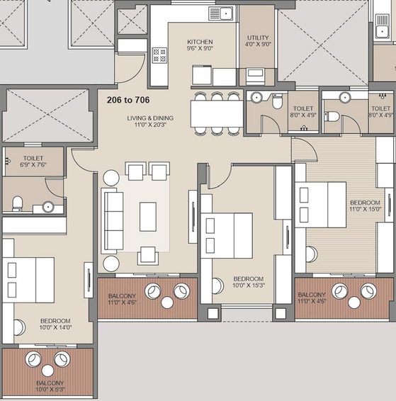 3 BHK Flat in Krrish Vida 56 in Gangapur Road, Nashik - Image 835280