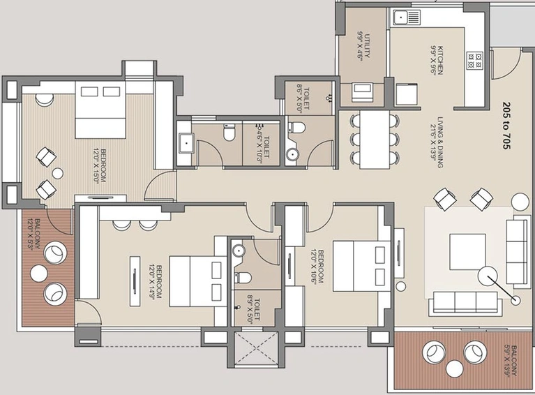 3 BHK Flat in Krrish Vida 56 in Gangapur Road, Nashik - Image 835281