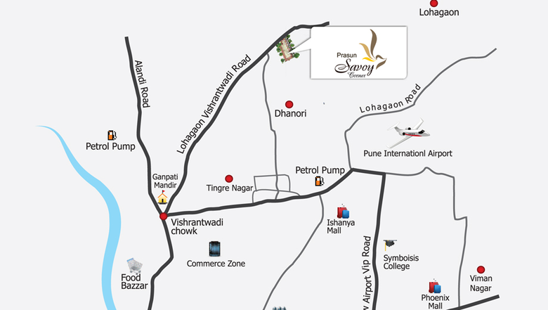 Location of Prasun Savoy Corner in Dhanori, Pune - Image 311231