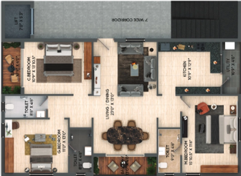 3 BHK Flat in Gk Tranquil in Alwal, Hyderabad - Image 838008