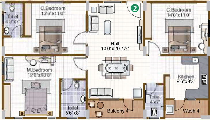 3 BHK Flat in Pranavas Gokuldham in Kachiguda, Hyderabad - Image 838019