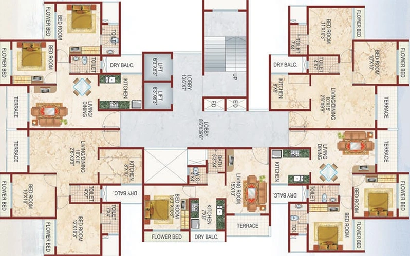 Floor Plan of Lakhani Blue Waves in Ulwe, Navi Mumbai - Image 246419