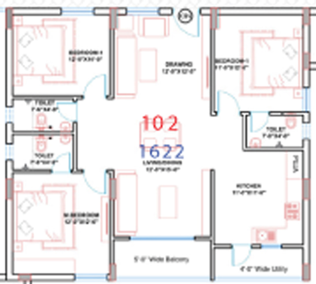 3 BHK Flat in Abhinandana Vista in Manikonda, Hyderabad - Image 852485