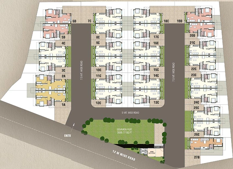 Master Plan of Aatmiya Pushp Villa in Manjalpur, Vadodara - Image 230405