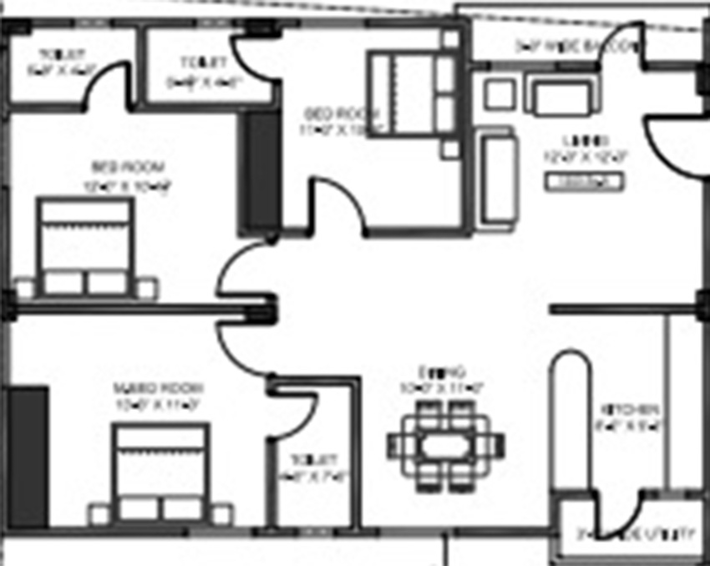 3 BHK Flat in Abinandana Akruthi in Puppalaguda, Hyderabad - Image 835338