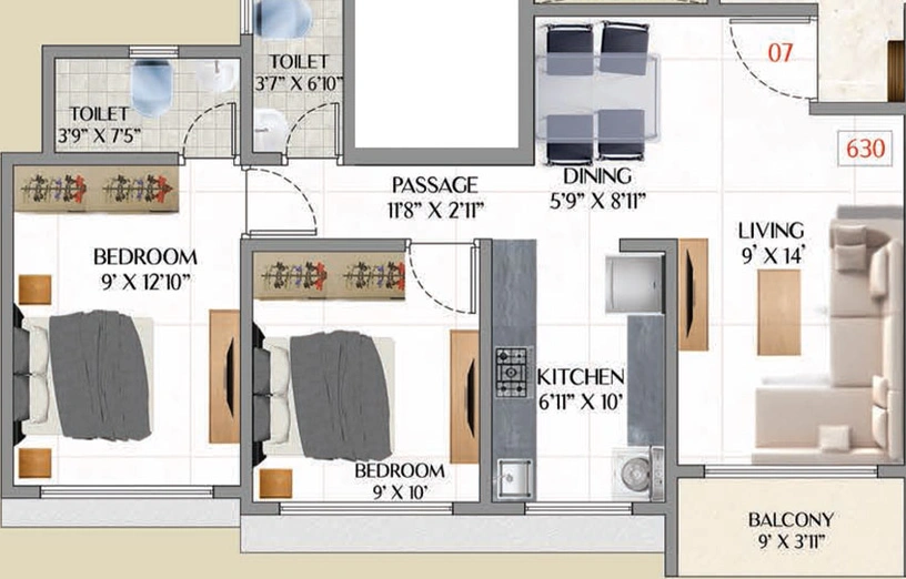2 BHK Flat in Adityaraj Central in Ghatkopar East, Mumbai - Image 461004
