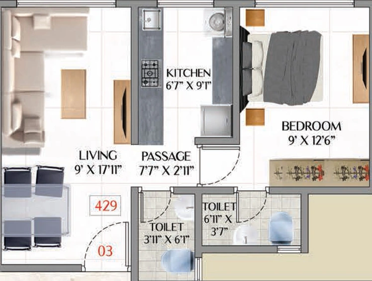 1 BHK Flat in Adityaraj Central in Ghatkopar East, Mumbai - Image 461002