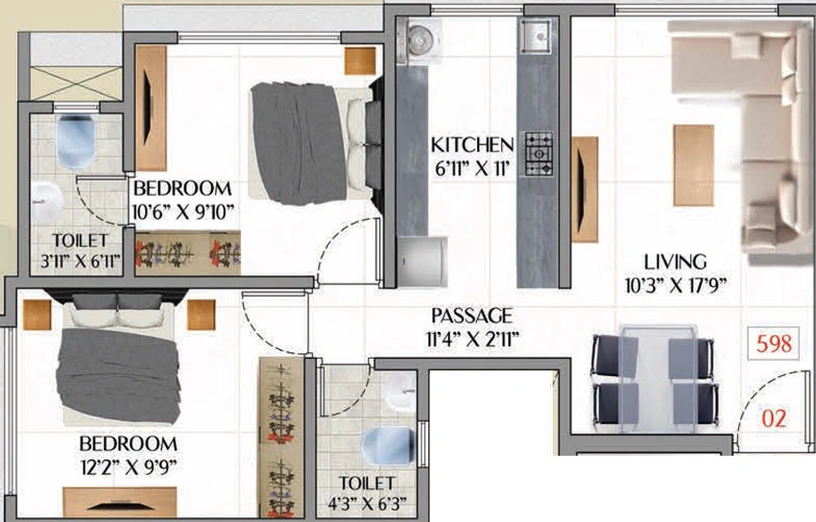 2 BHK Flat in Adityaraj Central in Ghatkopar East, Mumbai - Image 461003