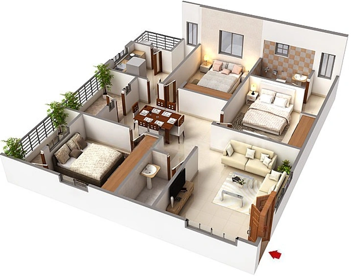 3 BHK Flat in Rajapushpa Silicon Ridge in Attapur, Hyderabad - Image 772105