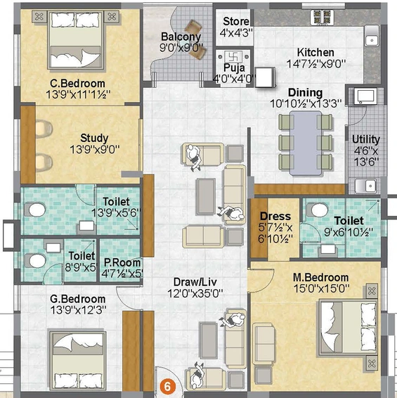 3 BHK Flat in Gamut Jubilee Ballpark in Jubilee Hills, Hyderabad - Image 837996