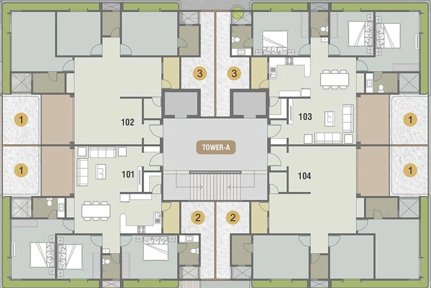 Floor Plan of Courtyard Tiara in Bhayli, Vadodara - Image 230887