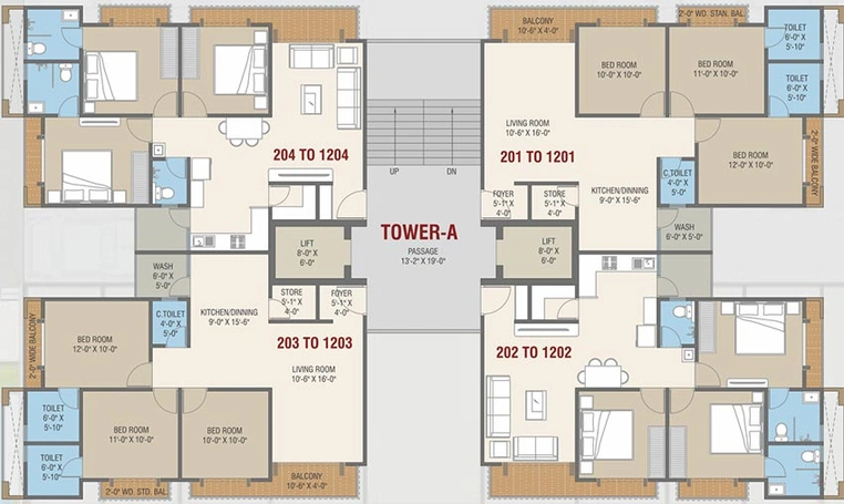 Floor Plan of Courtyard Trinetra in Bhayli Road, Vadodara - Image 230914