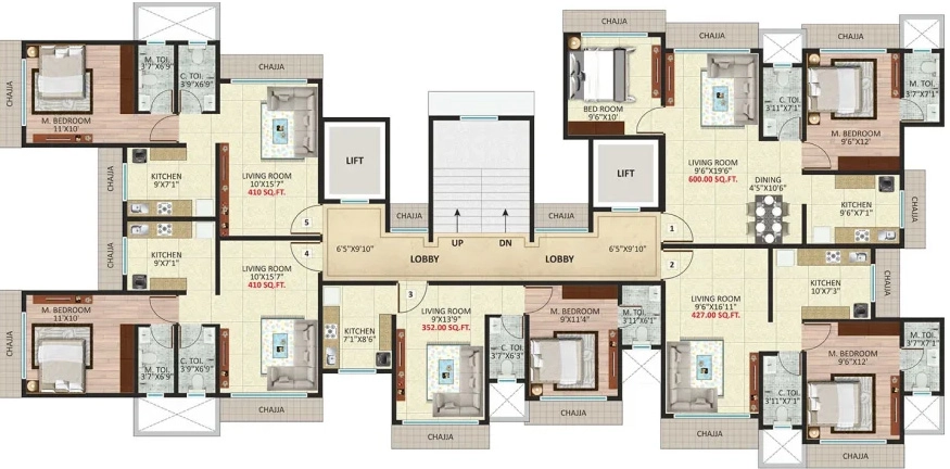 Floor Plan of Kosmos Om Heights in Malad East, Mumbai - Image 330166