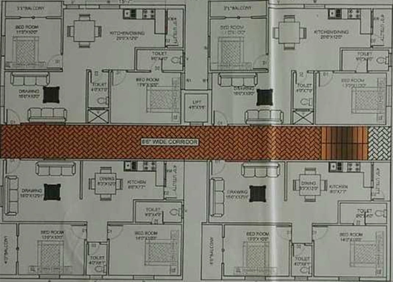 Floor Plan of Avantika Narmada in Miyapur, Hyderabad - Image 227180