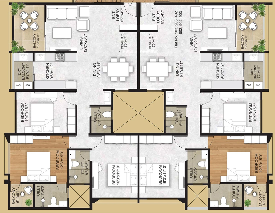 Floor Plan of Pandit Mayflower in Shivaji Nagar, Pune - Image 229199