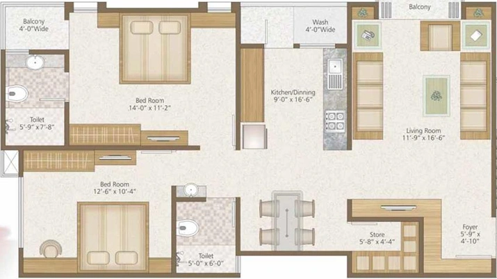2 BHK Flat in Darshanam Vertica in Kendranagar, Vadodara - Image 835581