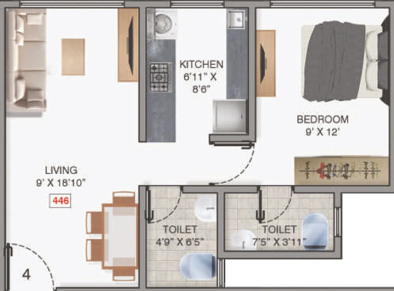 1 BHK Flat in Adityaraj Star in Ghatkopar East, Mumbai - Image 461037