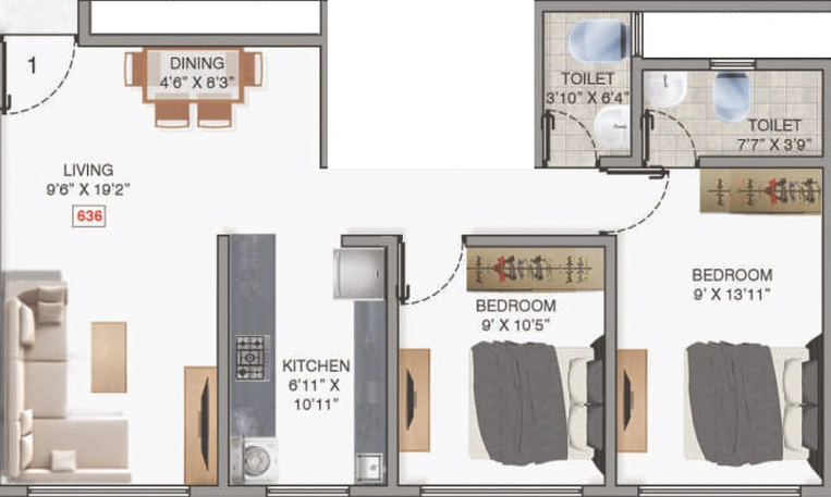 2 BHK Flat in Adityaraj Star in Ghatkopar East, Mumbai - Image 461039