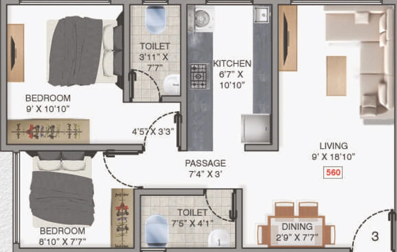 1.5 BHK Flat in Adityaraj Star in Ghatkopar East, Mumbai - Image 461038