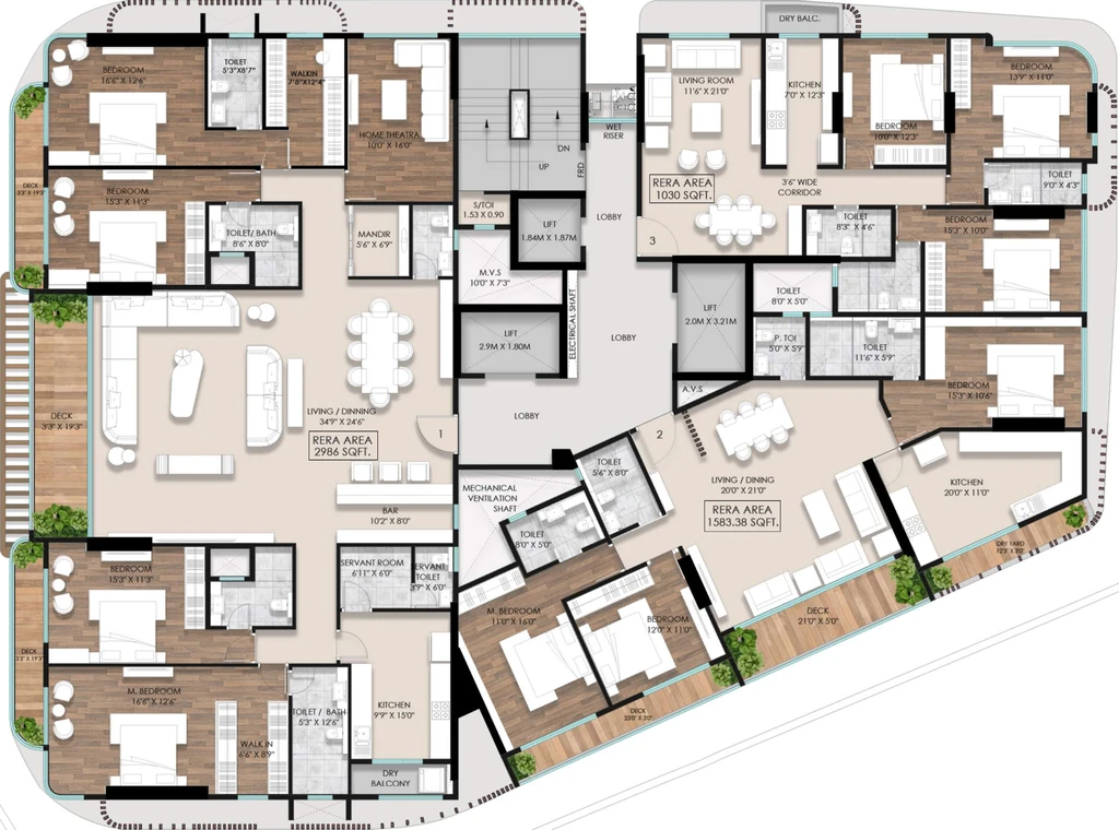 Floor Plan of Parinee Elenora in Juhu, Mumbai - Image 294440