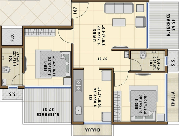 2 BHK Flat in Dhriti Homes in Panvel, Navi Mumbai - Image 772876