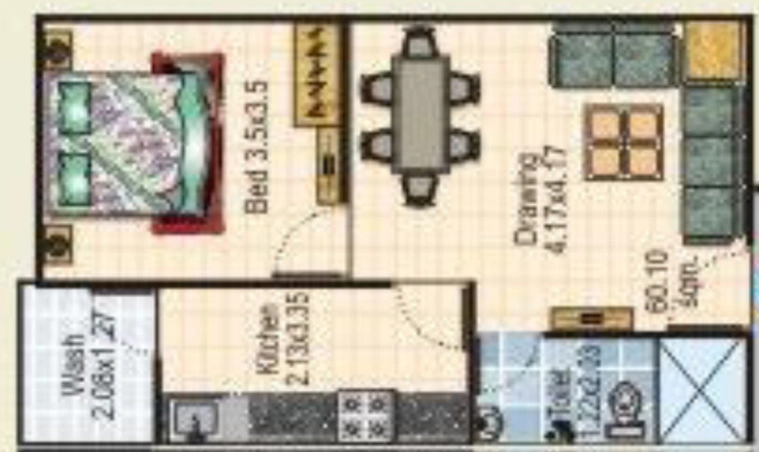 1 BHK Flat in Sarthak Galaxy in Rau, Indore - Image 835252