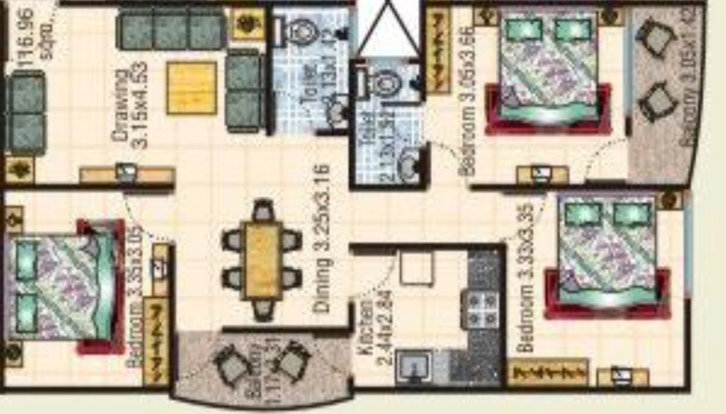 3 BHK Flat in Sarthak Galaxy in Rau, Indore - Image 835254