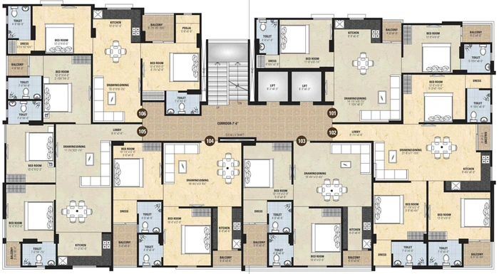 Floor Plan of Aradhana Bhavyaa Green Zenith in Jagatpura, Jaipur - Image 228475