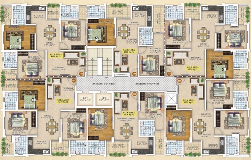 Floor Plan of Kohinoor Gati Heights in Vaishali Nagar, Jaipur - Image 228521