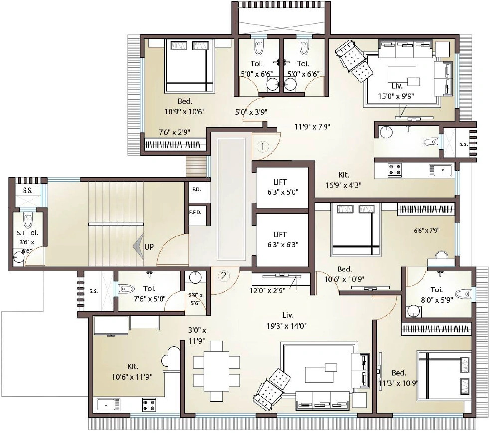 Floor Plan of JPV Manav Heights in Matunga West, Mumbai - Image 337084