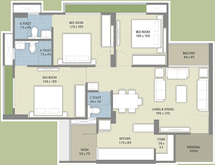 3 BHK Flat in Vihav Parvarish in Sevasi, Vadodara - Image 849933