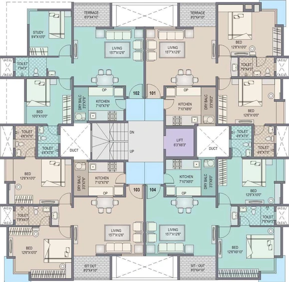 Floor Plan of Concrete Sunshine Residency in Kondhwa, Pune - Image 120393