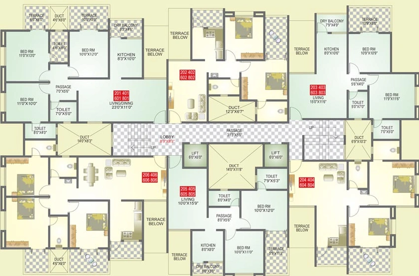 Floor Plan of Pratham Yash Residency in Lohegaon, Pune - Image 121092