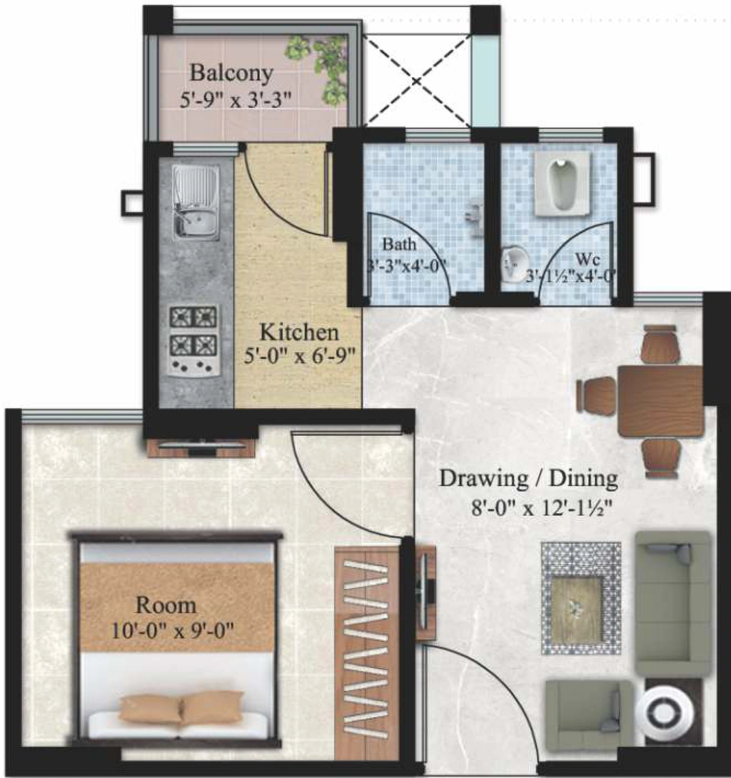 1 BHK Flat in Virasat Swapan Nilay in Tonk Road, Jaipur - Image 834928