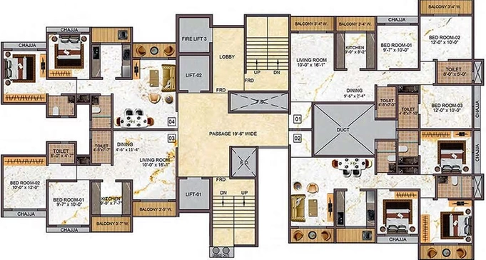 Floor Plan of Tharwani Vedant Empire in Kalyan West, Thane - Image 262397