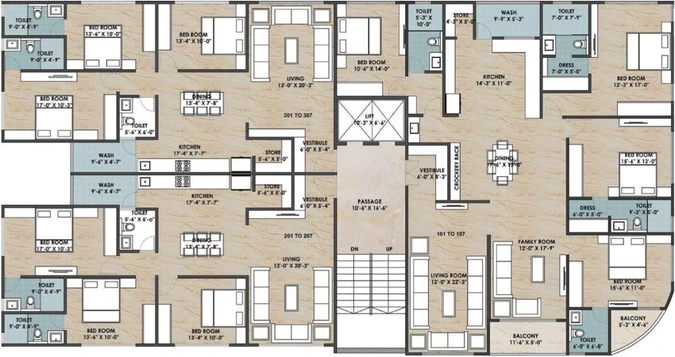 Floor Plan of Sparsh Khushroo Residency in Navrangpura, Ahmedabad - Image 129290