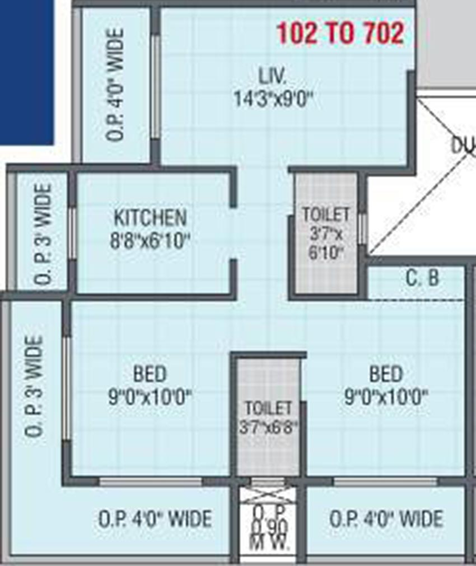 2 BHK Flat in Mahajan Aashray Pearl in Ambernath East, Thane - Image 840772