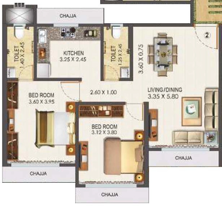 2 BHK Flat in Lashkaria Empress in Andheri West, Mumbai - Image 877936