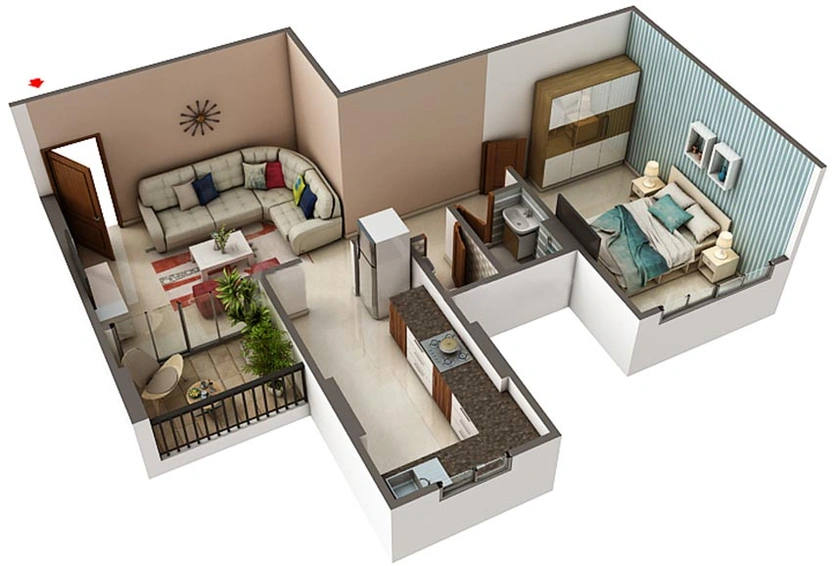 1 BHK Flat in Kashish Park Om Height in Kalyan West, Thane - Image 840449