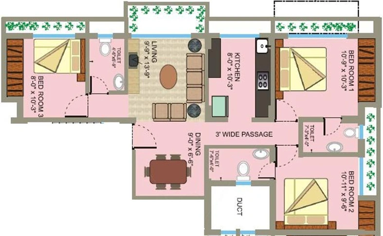 3 BHK Flat in Kashish Park Om Residency in Kalyan West, Thane - Image 840454