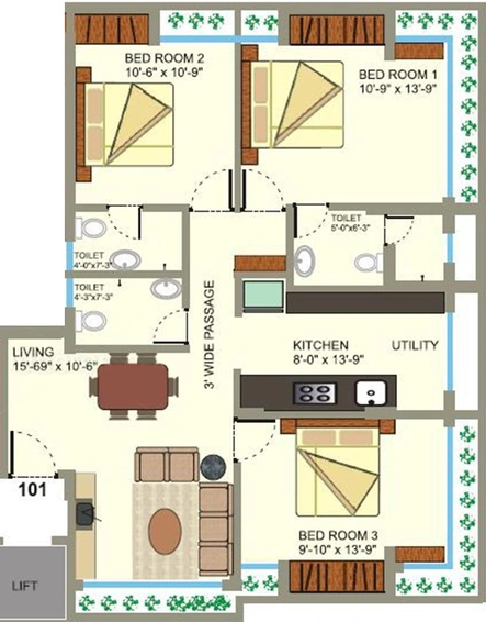 3 BHK Flat in Kashish Park Om Residency in Kalyan West, Thane - Image 840455