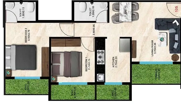 2 BHK Flat in Vishesh Balaji Avvante in Panvel, Navi Mumbai - Image 788751