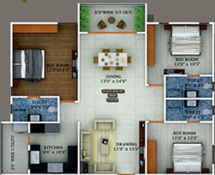 3 BHK Flat in Green Space Prime in Manikonda, Hyderabad - Image 840033