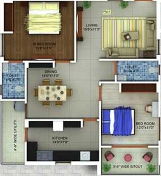 2 BHK Flat in Green Space Signature in Manikonda, Hyderabad - Image 834742