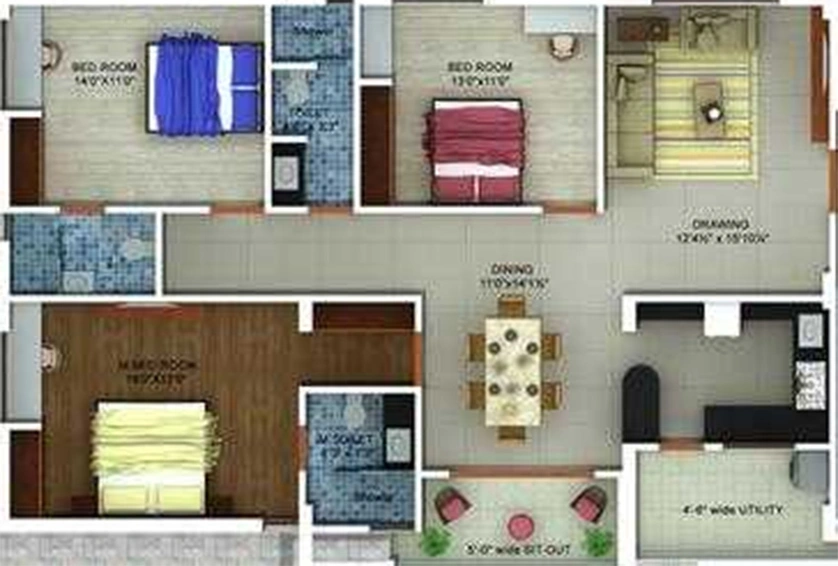 3 BHK Flat in Green Space Signature in Manikonda, Hyderabad - Image 834743