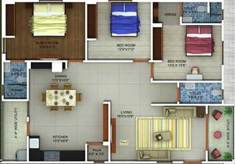 3 BHK Flat in Green Space Signature in Manikonda, Hyderabad - Image 834744