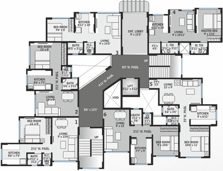 Floor Plan of RNA NG Baveno in Mira Road East, Thane - Image 247309