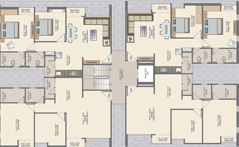 Floor Plan of Shreenath Pratham in Manjalpur, Vadodara - Image 261741