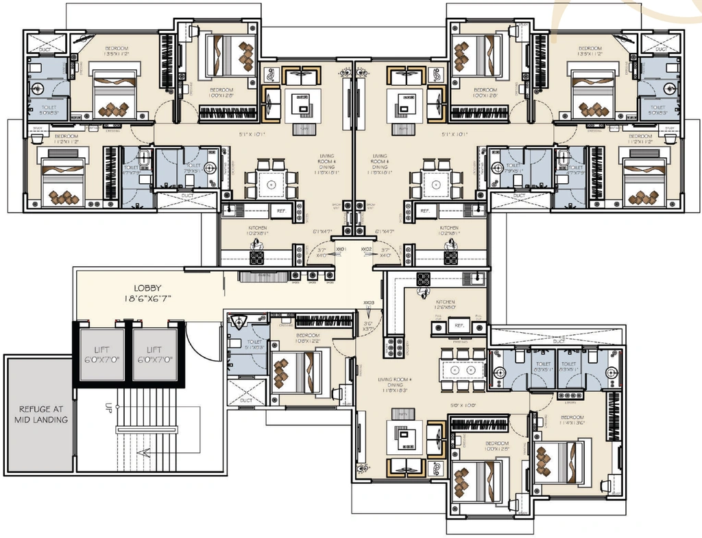 Floor Plan of JP Chalet Amar in Juhu, Mumbai - Image 327627
